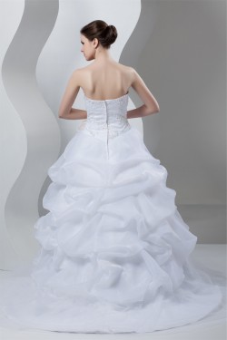 Ball Gown Sleeveless Sweetheart Satin Organza Wedding Dresses 2030788