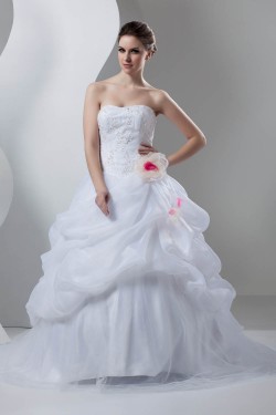Ball Gown Sleeveless Sweetheart Satin Organza Wedding Dresses 2030788