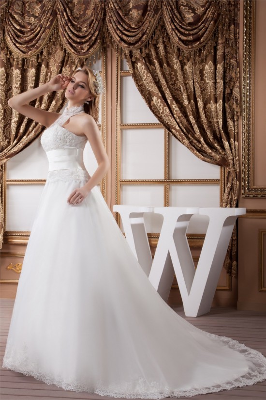New Design Halter Satin Lace A-Line Sleeveless Wedding Dresses 2030790 New Design Halter Satin Lace A-Line Sleeveless Wedding Dresses 2030790