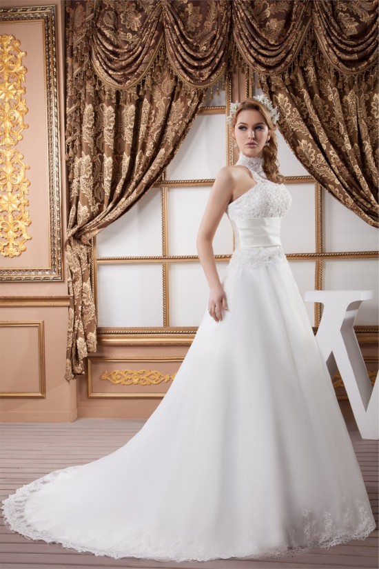 New Design Halter Satin Lace A-Line Sleeveless Wedding Dresses 2030790 New Design Halter Satin Lace A-Line Sleeveless Wedding Dresses 2030790