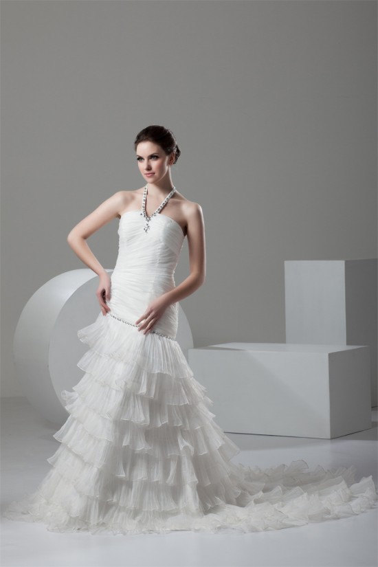 New Design Halter Satin Organza A-Line Sleeveless Beaded Wedding Dresses 2030791 New Design Halter Satin Organza A-Line Sleeveless Beaded Wedding Dresses 2030791