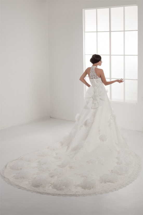 New Design High-Neck Satin Lace A-Line Sleeveless Sweet Wedding Dresses 2030792 New Design High-Neck Satin Lace A-Line Sleeveless Sweet Wedding Dresses 2030792