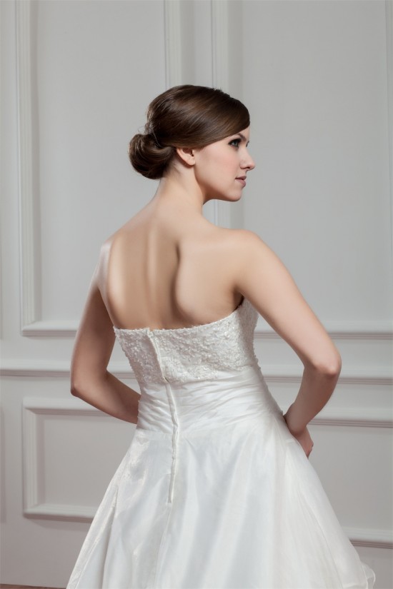 New Design Satin Organza Sweetheart A-Line Sleeveless Wedding Dresses 2030793