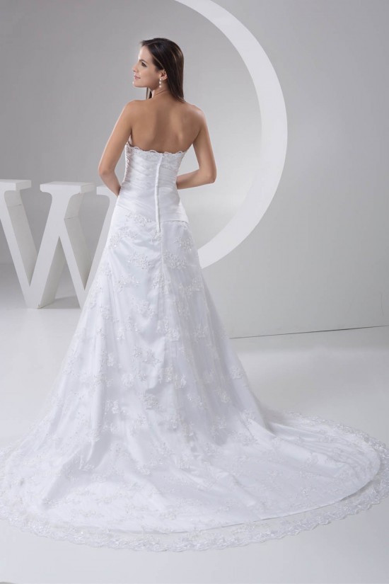 Elegant A-Line Satin Lace Strapless Wedding Dresses 2030795 Elegant A-Line Satin Lace Strapless Wedding Dresses 2030795