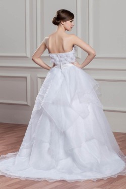 New Design Sleeveless Ball Gown Strapless Satin Organza Wedding Dresses 2030796