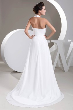 A-Line Chiffon Halter Sleeveless Beaded Wedding Dresses 2030800