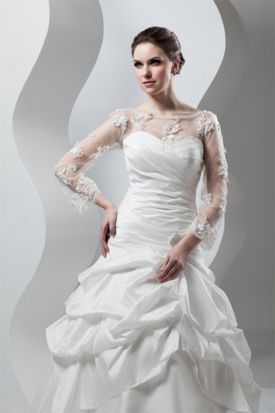 New Style A-Line Long Sleeve Lace Taffeta Sheer Sweet Wedding Dresses 2030801 New Style A-Line Long Sleeve Lace Taffeta Sheer Sweet Wedding Dresses 2030801
