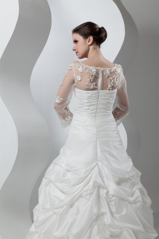 New Style A-Line Long Sleeve Lace Taffeta Sheer Sweet Wedding Dresses 2030801 New Style A-Line Long Sleeve Lace Taffeta Sheer Sweet Wedding Dresses 2030801