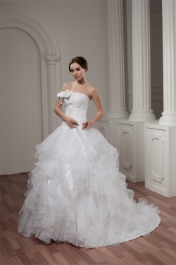 New Style A-Line Sleeveless Satin Strapless Wedding Dresses 2030802