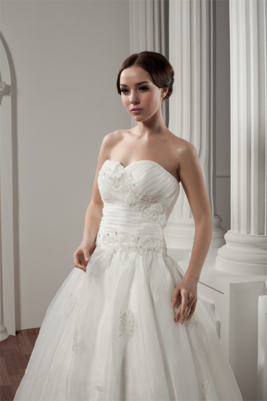 New Style Sweetheart Sleeveless A-Line Satin Lace Wedding Dresses 2030806