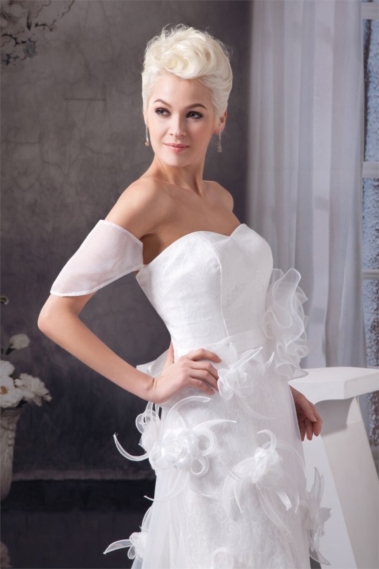 Off-the-Shoulder Satin Lace Sheath/Column Sweet Wedding Dresses 2030807 Off-the-Shoulder Satin Lace Sheath/Column Sweet Wedding Dresses 2030807