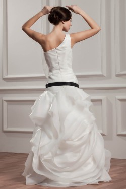 One-Shoulder A-Line Sleeveless Floor-Length Wedding Dresses 2030810