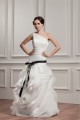 One-Shoulder A-Line Sleeveless Floor-Length Wedding Dresses 2030810