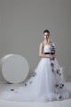 One-Shoulder A-Line Sleeveless Satin Fine Netting Sweet Wedding Dresses 2030811