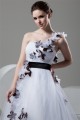 One-Shoulder A-Line Sleeveless Satin Fine Netting Sweet Wedding Dresses 2030811