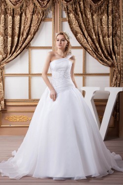 One-Shoulder A-Line Sleeveless Most Beautiful Wedding Dresses 2030814