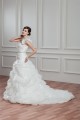 A-Line Satin Organza One-Shoulder Sleeveless Beaded Wedding Dresses 2030815