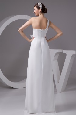 Empire One-Shoulder Sleeveless Chiffon Floor-Length Wedding Dresses Maternity Wedding Dresses 2030816