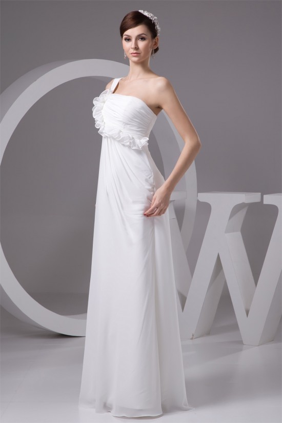 Empire One-Shoulder Sleeveless Chiffon Floor-Length Wedding Dresses Maternity Wedding Dresses 2030816
