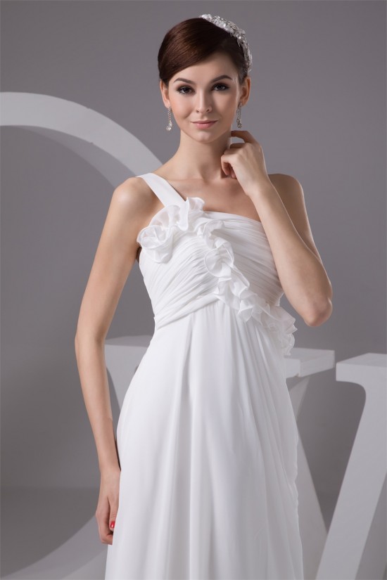 Empire One-Shoulder Sleeveless Chiffon Floor-Length Wedding Dresses Maternity Wedding Dresses 2030816