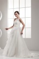 One-Shoulder Sleeveless Satin A-Line Lace Wedding Dresses 2030817