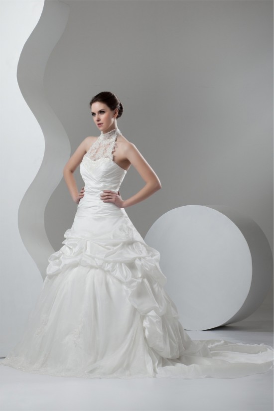Organza Taffeta Lace High-Neck Ball Gown Sleeveless Wedding Dresses 2030819 Organza Taffeta Lace High-Neck Ball Gown Sleeveless Wedding Dresses 2030819