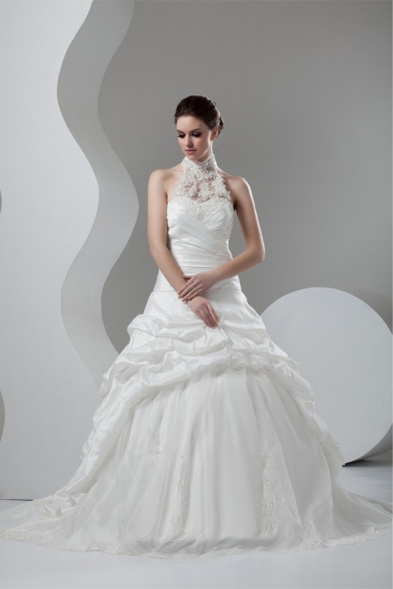 Organza Taffeta Lace High-Neck Ball Gown Sleeveless Wedding Dresses 2030819 Organza Taffeta Lace High-Neck Ball Gown Sleeveless Wedding Dresses 2030819