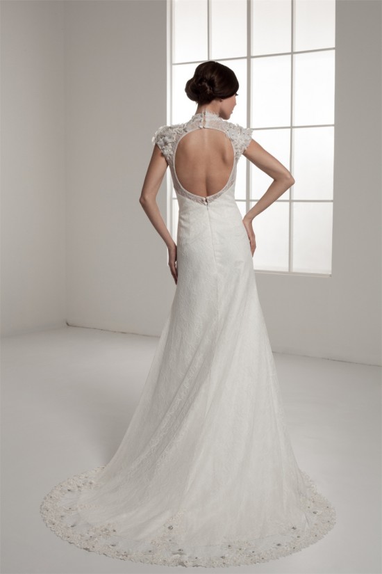 Portrait Sleeveless A-Line Lace Silk like Satin Fine Netting New Arrival Wedding Dresses 2030823 Portrait Sleeveless A-Line Lace Silk like Satin Fine Netting New Arrival Wedding Dresses 2030823