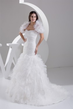 Princess Satin Fine Netting Sweetheart Sleeveless Wedding Dresses 2030824