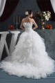 Princess Sleeveless Ball Gown Satin Organza Strapless Wedding Dresses 2030826
