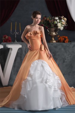 Ruffles Sleeveless Satin Taffeta Strapless Sweet Wedding Dresses 2030828