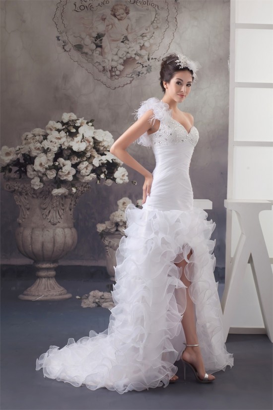 A-Line Asymmetrical Sleeveless One-Shoulder Beading Wedding Dresses 2030829 A-Line Asymmetrical Sleeveless One-Shoulder Beading Wedding Dresses 2030829