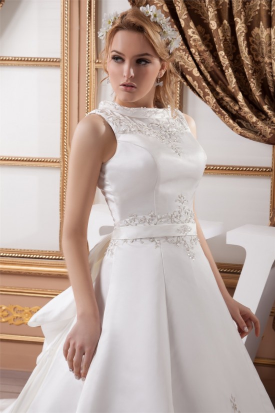 A-Line High-Neck Sleeveless Satin Most Beautiful Wedding Dresses 2030830 A-Line High-Neck Sleeveless Satin Most Beautiful Wedding Dresses 2030830