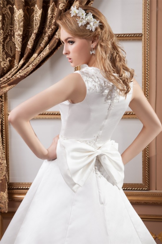 A-Line High-Neck Sleeveless Satin Most Beautiful Wedding Dresses 2030830 A-Line High-Neck Sleeveless Satin Most Beautiful Wedding Dresses 2030830