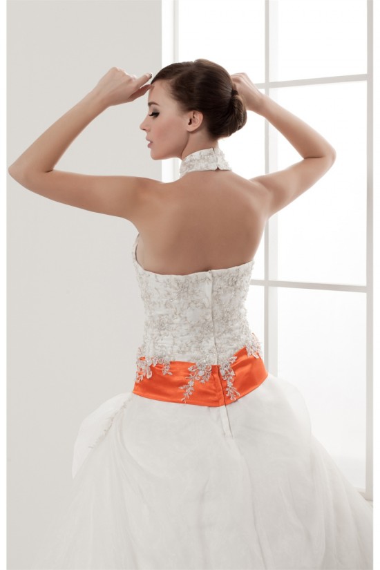 Satin Elastic Woven Satin Sleeveless High-Neck Wedding Dresses 2030834 Satin Elastic Woven Satin Sleeveless High-Neck Wedding Dresses 2030834