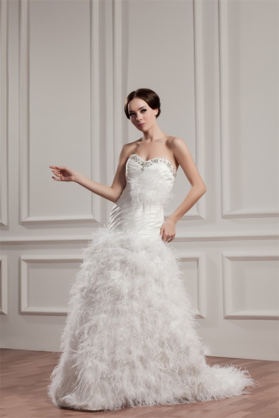 Satin Fine Netting A-Line Sleeveless Sweetheart Wedding Dresses 2030835 Satin Fine Netting A-Line Sleeveless Sweetheart Wedding Dresses 2030835