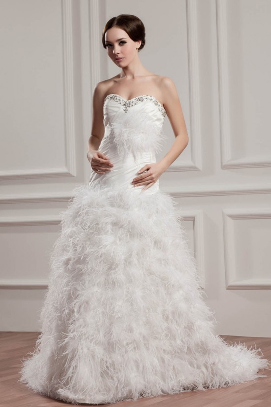 Satin Fine Netting A-Line Sleeveless Sweetheart Wedding Dresses 2030835 Satin Fine Netting A-Line Sleeveless Sweetheart Wedding Dresses 2030835