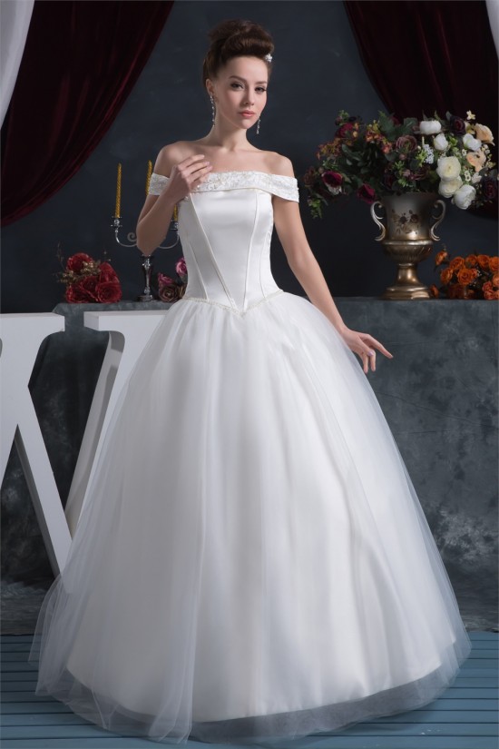 Ball Gown Satin Fine Netting Beading Floor-Length Beaded Wedding Dresses 2030837 Ball Gown Satin Fine Netting Beading Floor-Length Beaded Wedding Dresses 2030837