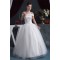 Ball Gown Satin Fine Netting Beading Floor-Length Beaded Wedding Dresses 2030837