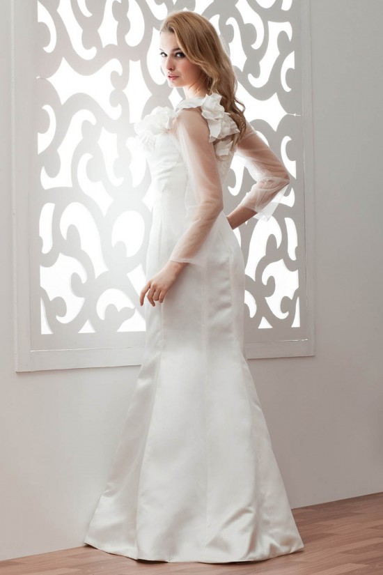 Satin Fine Netting Long Sleeve Bateau Mermaid/Trumpet Wedding Dresses 2030838 Satin Fine Netting Long Sleeve Bateau Mermaid/Trumpet Wedding Dresses 2030838
