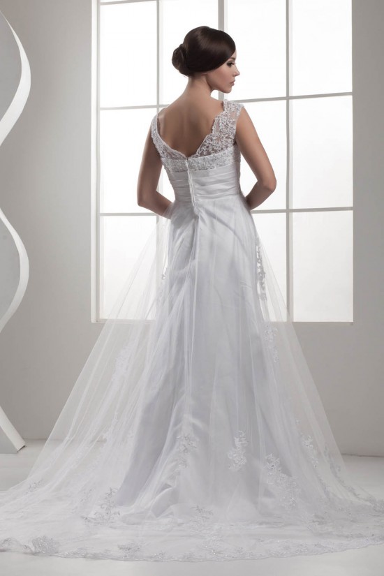A-Line Satin Fine Netting Beaded Lace Sleeveless Straps Wedding Dresses 2030841 A-Line Satin Fine Netting Beaded Lace Sleeveless Straps Wedding Dresses 2030841