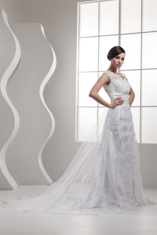 A-Line Satin Fine Netting Beaded Lace Sleeveless Straps Wedding Dresses 2030841 A-Line Satin Fine Netting Beaded Lace Sleeveless Straps Wedding Dresses 2030841