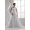 A-Line Satin Fine Netting Beaded Lace Sleeveless Straps Wedding Dresses 2030841