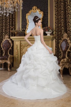 Satin Fine Netting Strapless Ball Gown Sleeveless Wedding Dresses 2030842