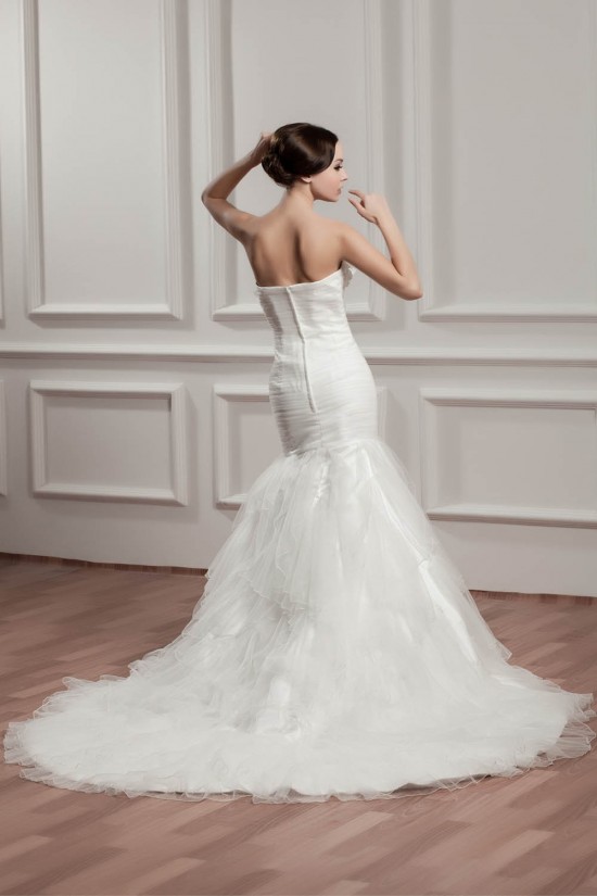 Satin Fine Netting Strapless Mermaid/Trumpet Sweet Wedding Dresses 2030843 Satin Fine Netting Strapless Mermaid/Trumpet Sweet Wedding Dresses 2030843