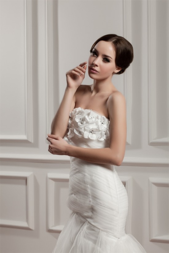 Satin Fine Netting Strapless Mermaid/Trumpet Sweet Wedding Dresses 2030843 Satin Fine Netting Strapless Mermaid/Trumpet Sweet Wedding Dresses 2030843