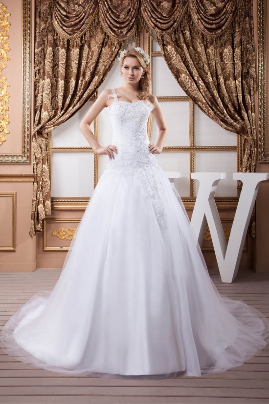 Satin Fine Netting Sweetheart Lace A-Line Wedding Dresses 2030845 Satin Fine Netting Sweetheart Lace A-Line Wedding Dresses 2030845