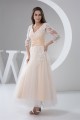 A-Line Satin Lace 3/4 Length Sleeve V-Neck Lace Reception Wedding Dresses 2030848 A-Line Satin Lace 3/4 Length Sleeve V-Neck Lace Reception Wedding Dresses 2030848