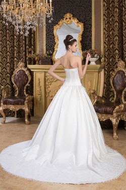 Satin Lace A-Line Strapless Sleeveless Most Beautiful Wedding Dresses 2030849