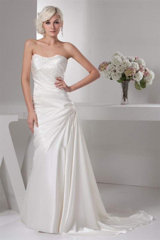 Sheath/Column Satin Lace Fine Netting Soft Wedding Dresses 2030850 Sheath/Column Satin Lace Fine Netting Soft Wedding Dresses 2030850